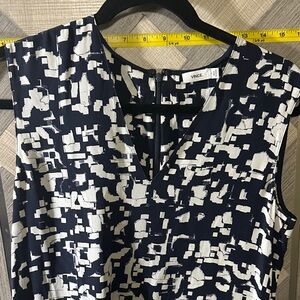 Vince Monochrome Abstract Sleeveless Dress